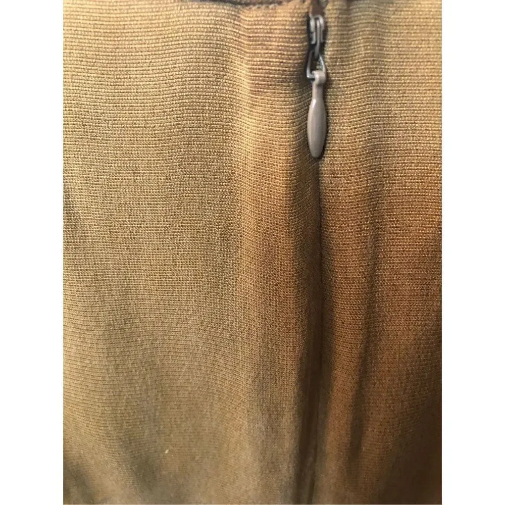 Vintage straight pure silk camel color career skirt Size 10